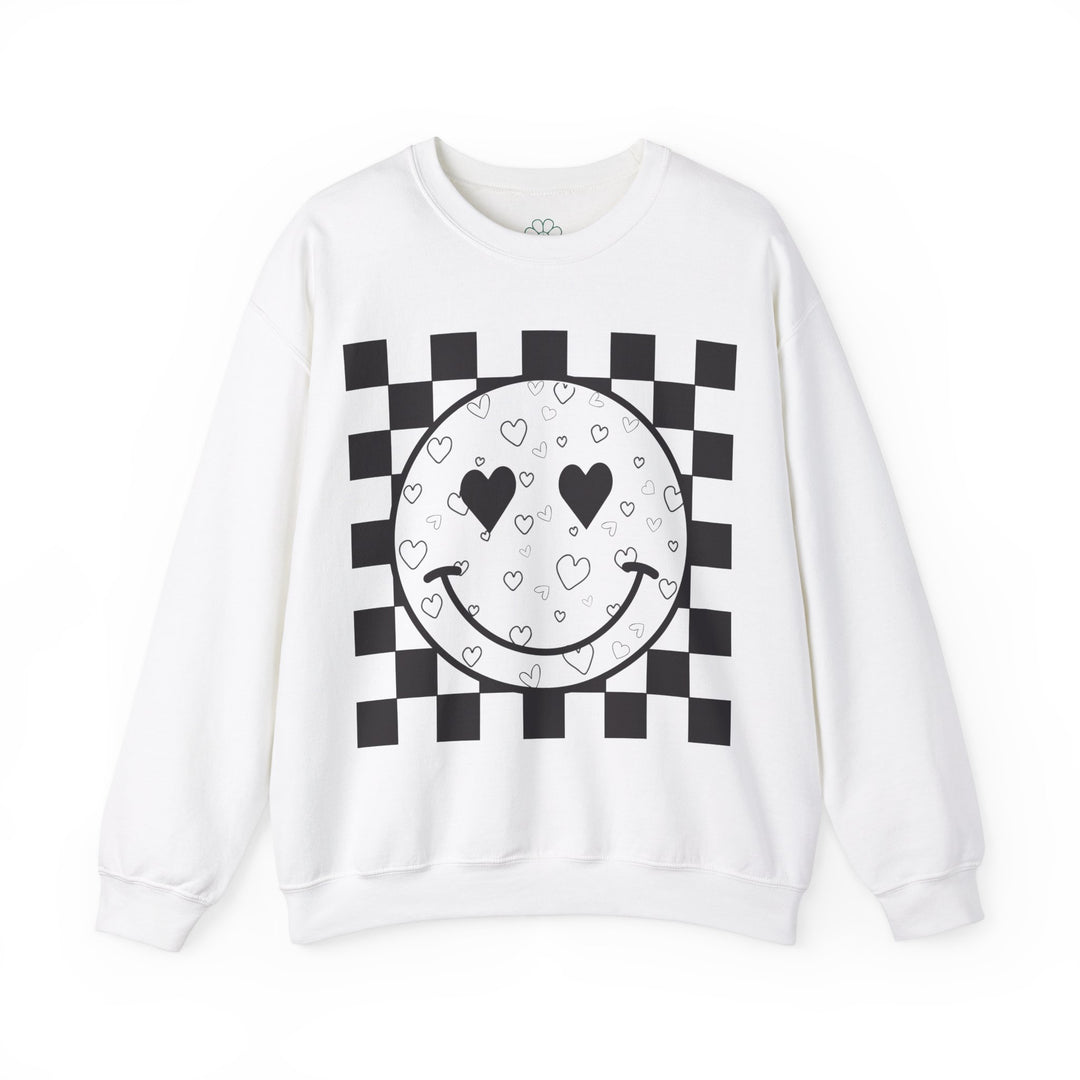 Heart Smiles Checkerboard Crewneck Sweatshirt (S-3XL)