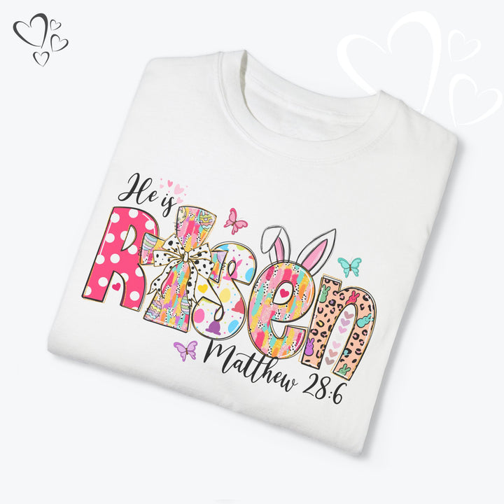 Comfort Colors® Easter "He is Risen" Shirt, Christian T-Shirt