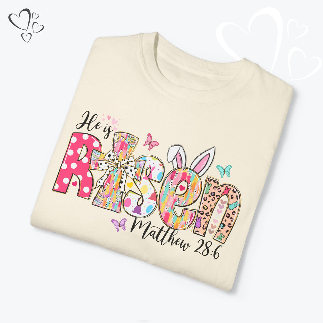 Comfort Colors® Easter "He is Risen" Shirt, Christian T-Shirt