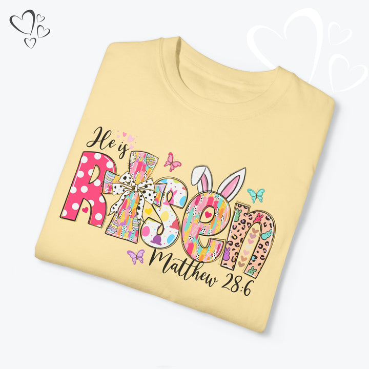 Comfort Colors® Easter "He is Risen" Shirt, Christian T-Shirt