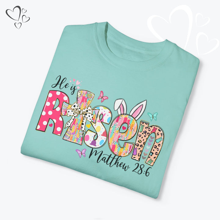 Comfort Colors® Easter "He is Risen" Shirt, Christian T-Shirt