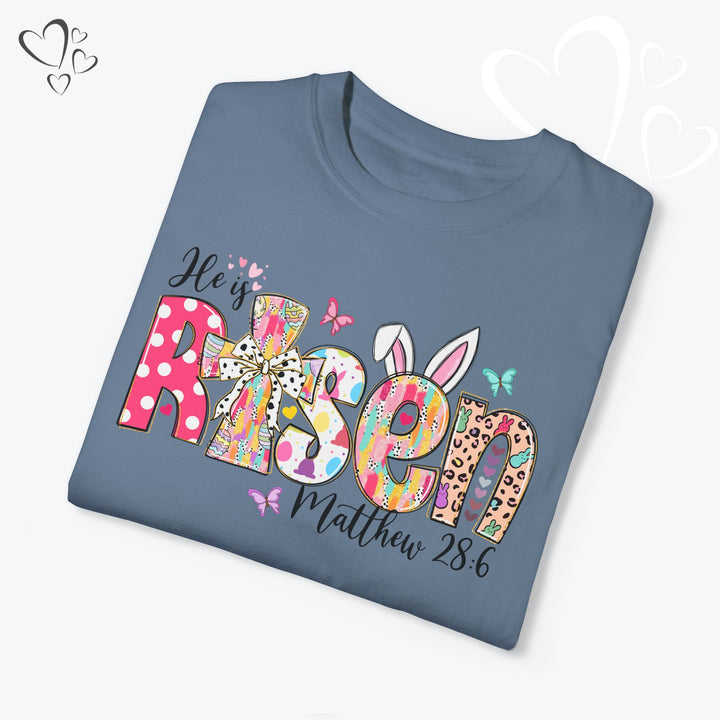 Comfort Colors® Easter "He is Risen" Shirt, Christian T-Shirt