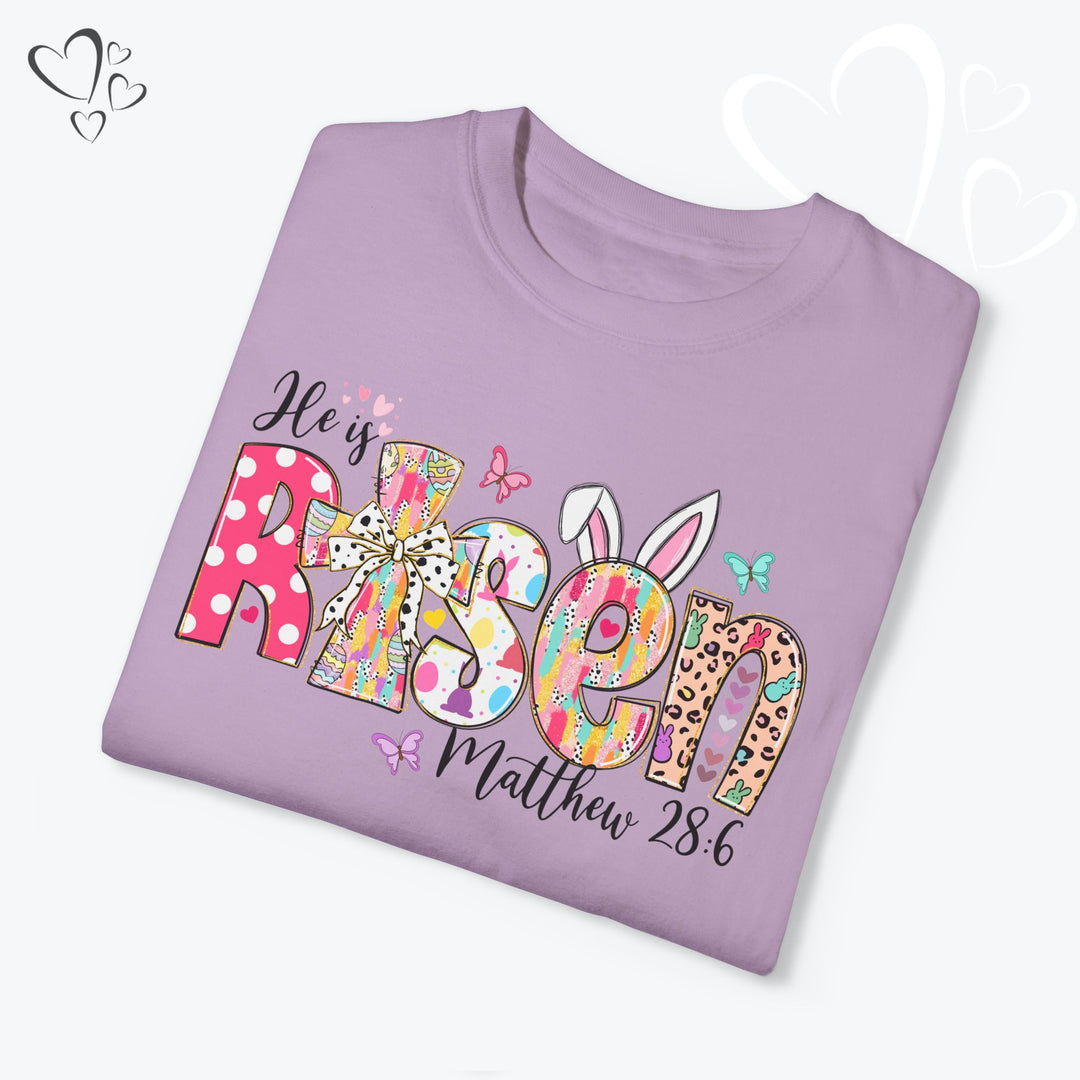 Comfort Colors® Easter "He is Risen" Shirt, Christian T-Shirt