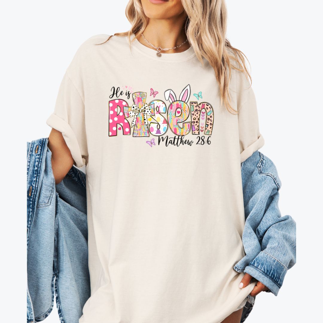 Comfort Colors® Easter "He is Risen" Shirt, Christian T-Shirt